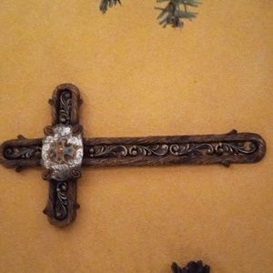 Very unique heavy duty beaded cross with jewels in it paid $275 will take $200